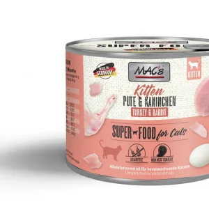 Markenprodukt Sparpaket 6 x 200 g Mac's Kitten Pute & Kaninchen Katzen Nassfutter